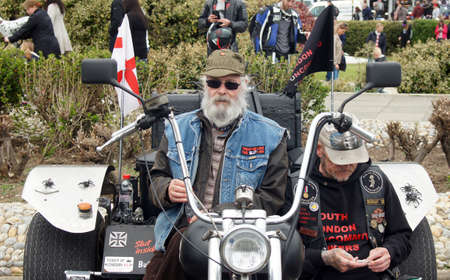 Bikers with their bike in a seaside bike festivalのeditorial素材