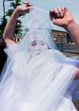 Street performer dancing on the streetのeditorial素材