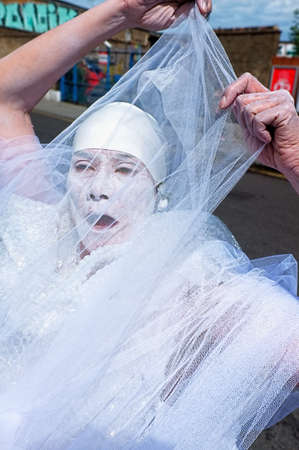 Street performer dancing on the streetのeditorial素材