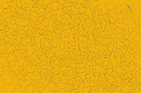 Letters in abstract design with yellow backgroundの写真素材