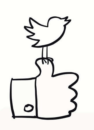 Social media icons in a conceptual cartoonのイラスト素材