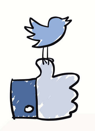 Social media icons in a conceptual cartoonのイラスト素材