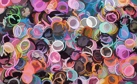 Abstract background with colourful ringsの写真素材