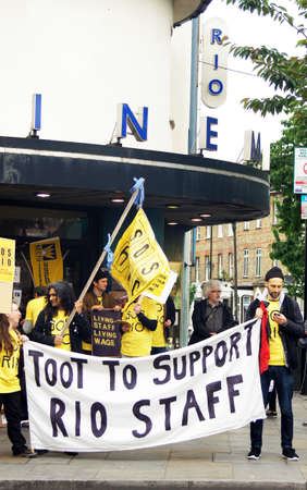 Rio Cinema workers strike over living wage and job cuts in London, Englandのeditorial素材