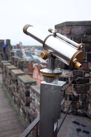 Telescope on top of a castle to view the cityの写真素材
