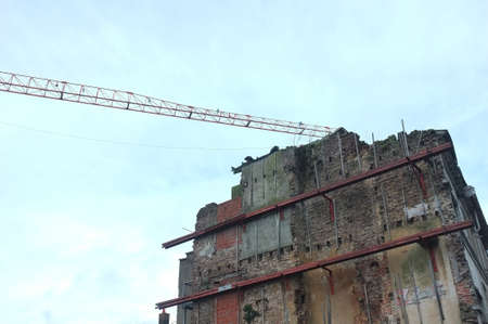 Construction of an old building in Gent, Belgiumの写真素材