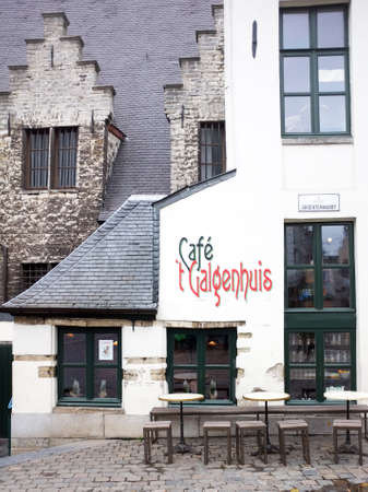 Cafe in city of Ghent in Belgiumのeditorial素材