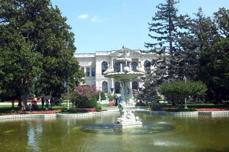 Front view of Dolmabahce Palace where the founder of Turkey, Ataturk has died in Istanbul, Turkeyのeditorial素材