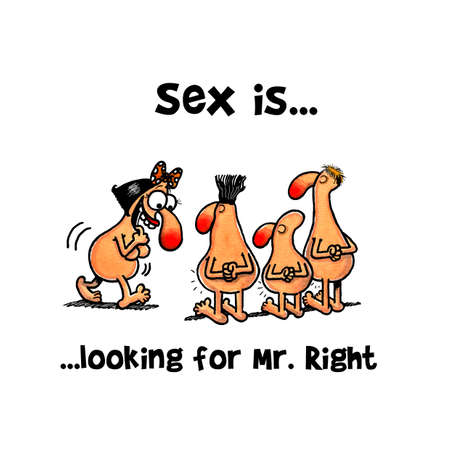 Woman is selecting Mr right amongst three menの写真素材