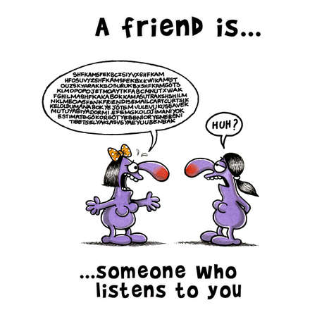 Woman is not listening to her friend who talks too muchの写真素材