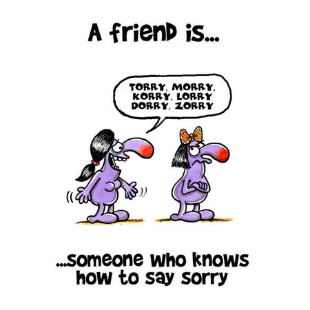 Woman tries to say sorry to her friendの写真素材