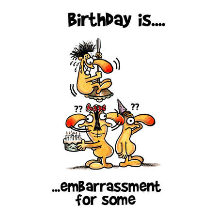 Man is embarrassed on his birthday and hidingの写真素材