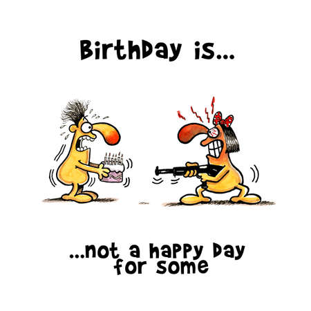 Woman is angry in her birthday because of she is another year olderの写真素材