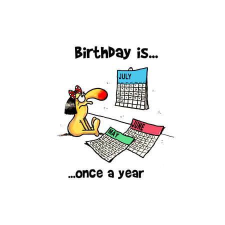 Woman waiting for her birthday in front a calendarの写真素材