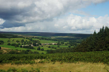 Landscape under cloudy sky in Yorkshireの写真素材