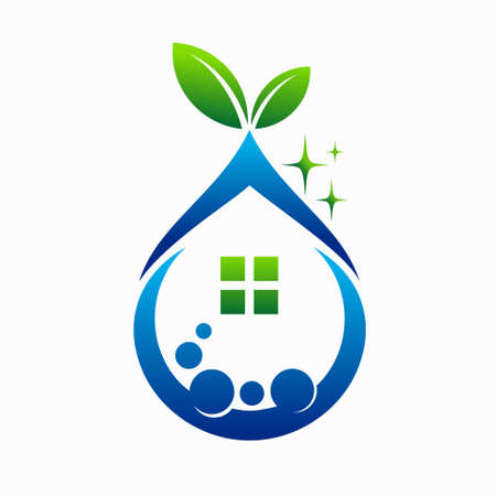 Natural home cleaning logo designのイラスト素材