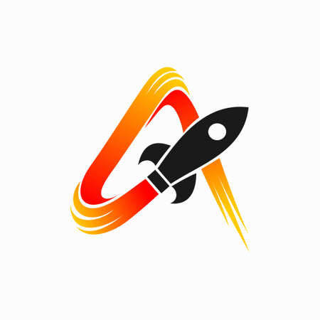 Rockets logo and Smoke that make letter Aのイラスト素材