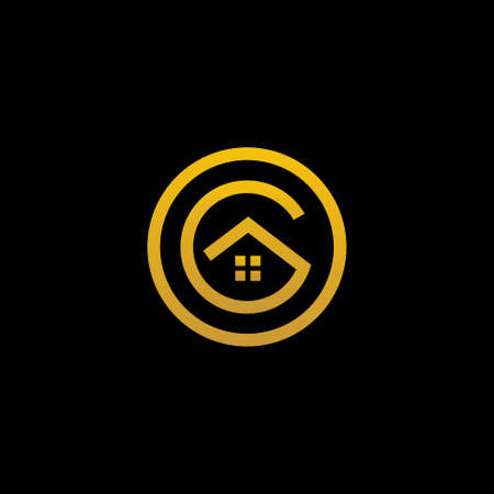 Home logo that formed letter R and the letter Oのイラスト素材