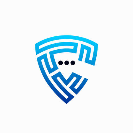 Shield fingerprint logoのイラスト素材
