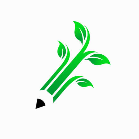 pencil logo design, leaf vector logoのイラスト素材
