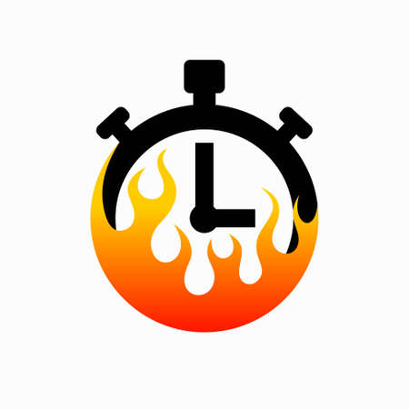 Timer logo with burning fireのイラスト素材