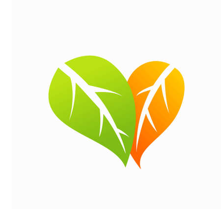 Leaf vector icon with heart shapeのイラスト素材
