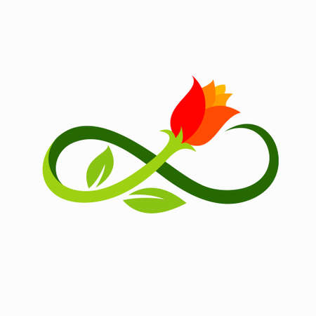 Tulip bud with leaves vector logoのイラスト素材