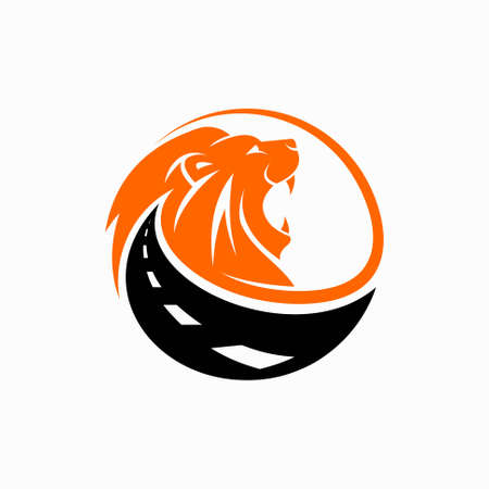 lion head accompanied road conceptのイラスト素材