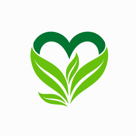 Leaf icon that forms the heartのイラスト素材