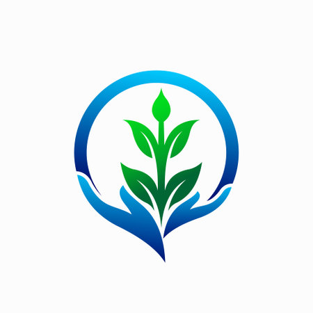 green leaf logo, hand vector logoのイラスト素材