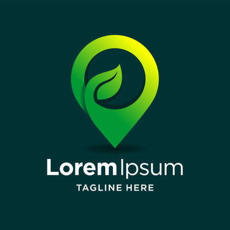 green point logo with leaf conceptのイラスト素材