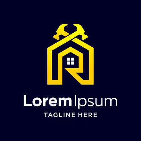 construction logo with hammer conceptのイラスト素材