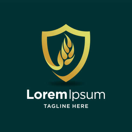 wheat logo with shield conceptのイラスト素材