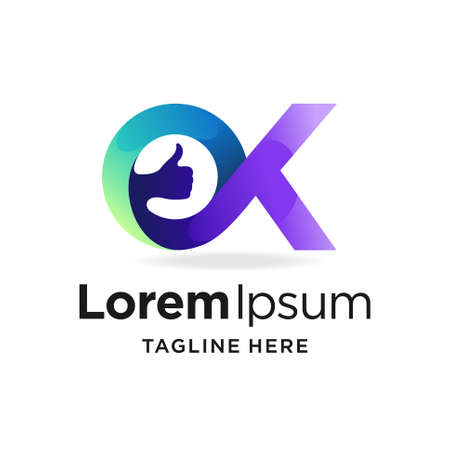 OK logo with hand conceptのイラスト素材