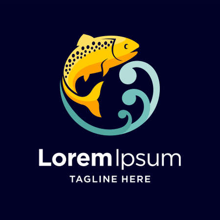 salmon logo with wave conceptのイラスト素材