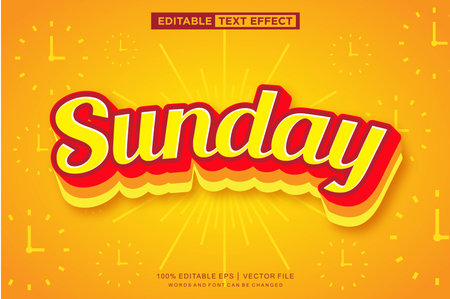 Sunday text effect, Editable text templateのイラスト素材