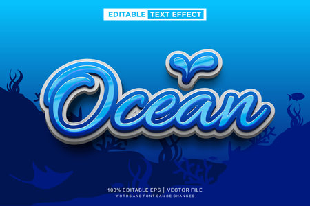 Ocean text effect, editable text templateのイラスト素材
