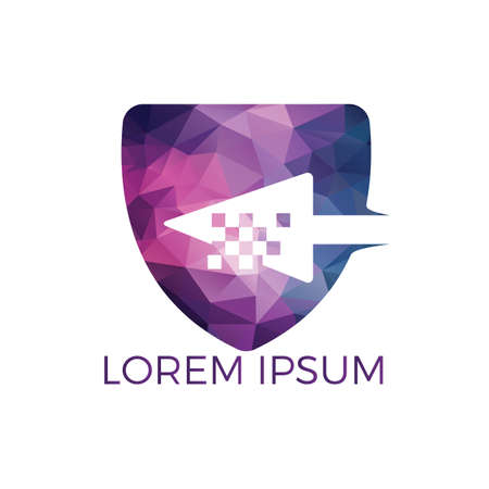 Cursor logo design concept. Pixel Arrow logo design. Arrow pointer logo business branding icon.のイラスト素材