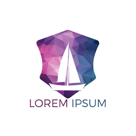 Yacht logo design. Yachting club or yacht sport team vector logo design. Marine travel adventure or yachting championship or sailing trip tournament.のイラスト素材