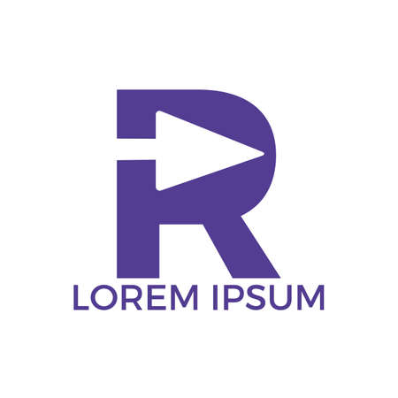 Letter R With Arrow Initial Logo Design. Business and technology logo design template.のイラスト素材