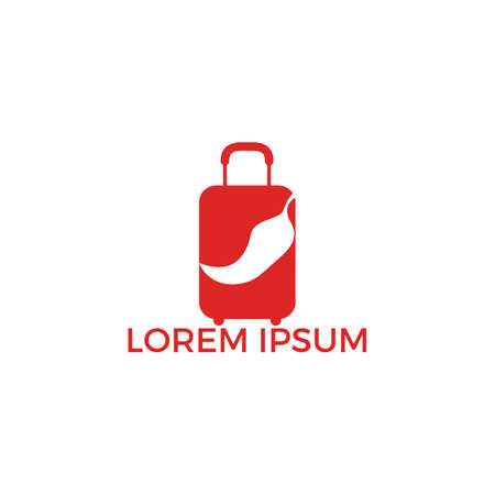 Chilli and travel bag vector logo design.Hot food logo concept vector.  Hot chili icon symbol.のイラスト素材