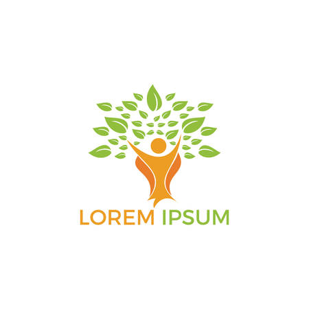Tree people logo. Healthy people logo design.Human life logo icon of abstract people tree vector.のイラスト素材