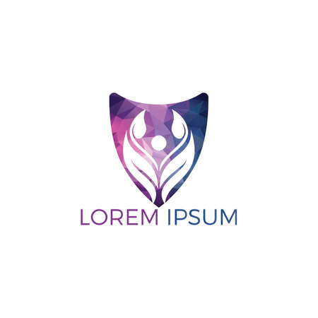 Human character with leaves logo design. Health and beauty salon logo.  Nature and fitness logo.のイラスト素材