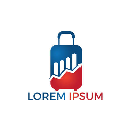 Business abstract travel bag logo symbol. Growth creative symbol concept. Increase, bank profit, grow up arrow abstract business logo. Stock finance market, progress line, graph chart icon.のイラスト素材