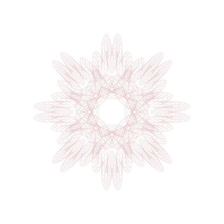 Guilloche decorative rosette element. Digital watermark. It can be used as a protective layer for certificate, voucher, banknote, money design, currency, note, check, ticket, reward etc.のイラスト素材