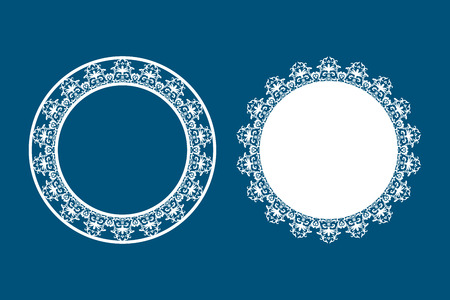 Abstract frames with swirls, vector ornament, vintage frames. Laser cutting template for diy, greeting cards, envelopes, wedding invitations, decorative elements. Photo frame for paper cuttingのイラスト素材