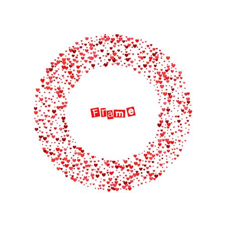 Burst from hearts. Frame halftone effect. Red dots on white background. Red and white Sunburst background. Abstract dotted surface. Retro, vintage, hipster styleのイラスト素材