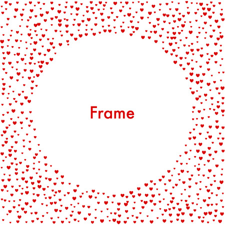 Burst from hearts. Frame halftone effect. Red dots on white background. Abstract dotted surface. Retro, vintage, hipster styleのイラスト素材