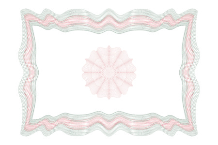 Guilloche square frame with thin line contour isolated on white background. It can be used as a protective layer for certificate, voucher, currency, note, check, ticket, reward etcのイラスト素材