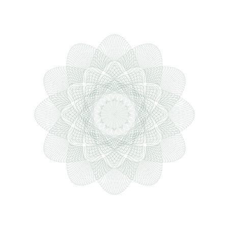 Guilloche decorative rosette element. Digital watermark. It can be used as a protective layer for certificate, voucher, banknote, money design, currency, note, check, ticket, reward etc.のイラスト素材